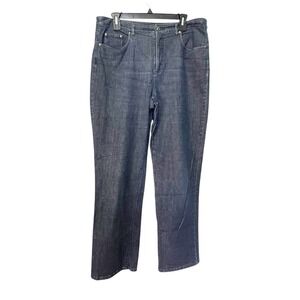 Talbots Size 12 Dark Blue Denim Jeans 34" Waist 31" Inseam Stretch Comfort